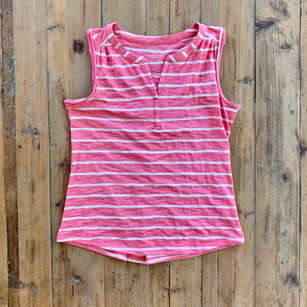 Sonoma pink and white striped tank top